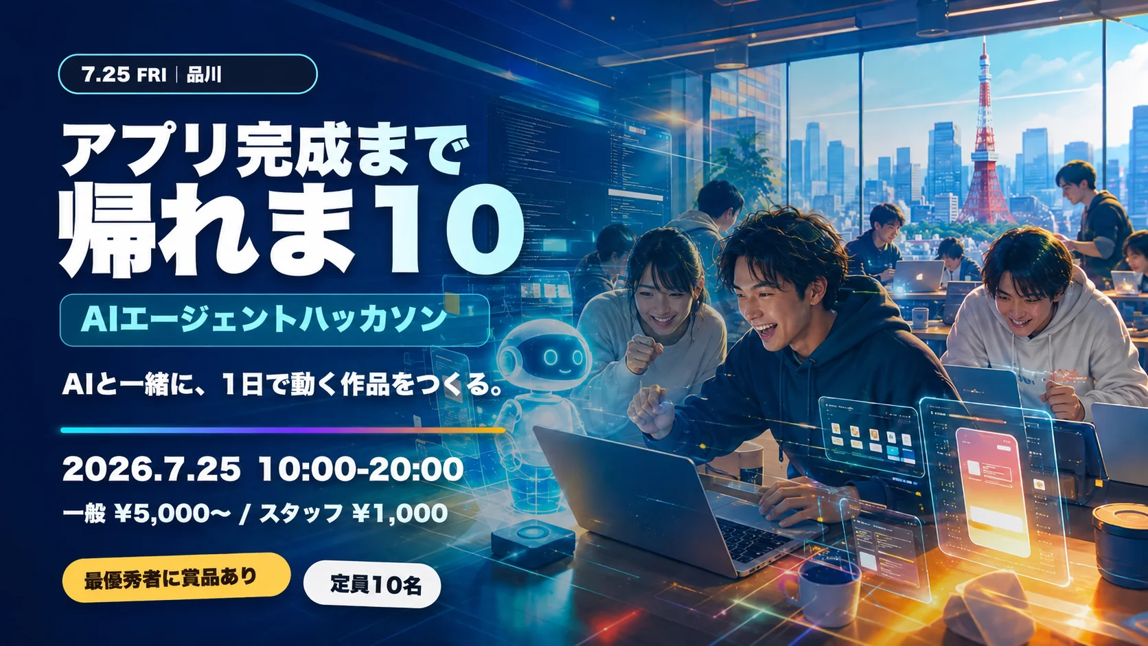 アプリ完成するまで帰れま10 - AIエージェントと作り方ごと作品にする1日 のイメージ